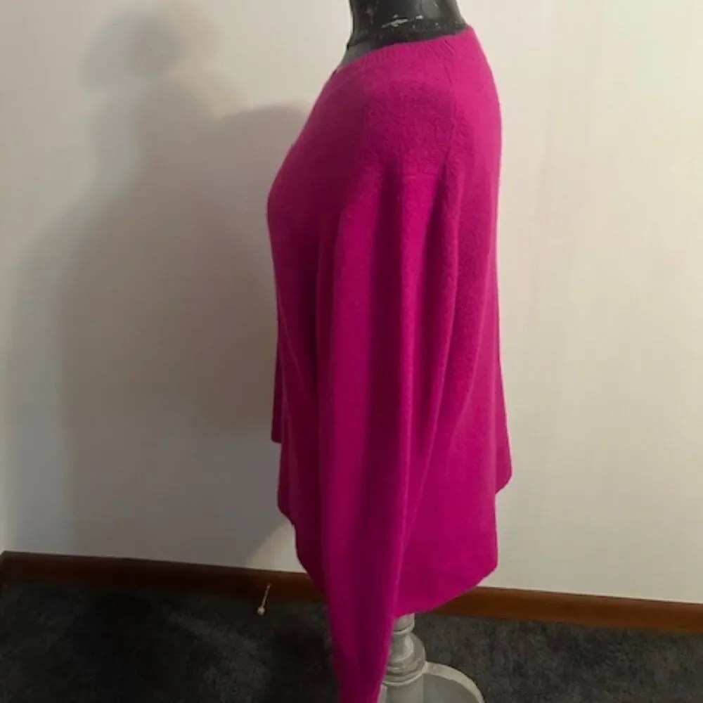 J. Crew Hot Magenta Pink Extra Soft crew neck sweater, size XXL